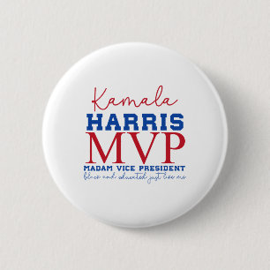 Kamala Harris Mvp Madam Vice President Black And E Button