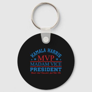 Kamala Harris Mvp Madam Vice President Black And E Keychain