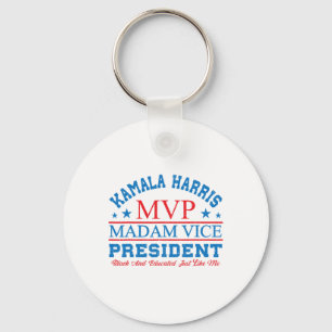 Kamala Harris Mvp Madam Vice President Black And E Keychain