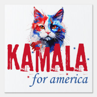 Kamala Harris Patriotic Cat Yard Sign