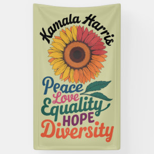 Kamala Harris Peace Love Equality Hope Diversity Banner