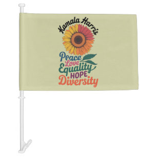 Kamala Harris Peace Love Equality Hope Diversity Car Flag