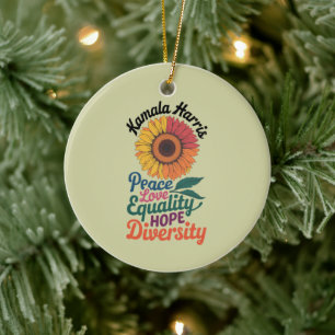 Kamala Harris Peace Love Equality Hope Diversity Ceramic Ornament