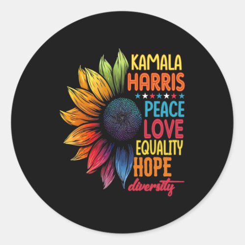 Kamala Harris Peace Love Equality Hope Diversity  Classic Round Sticker