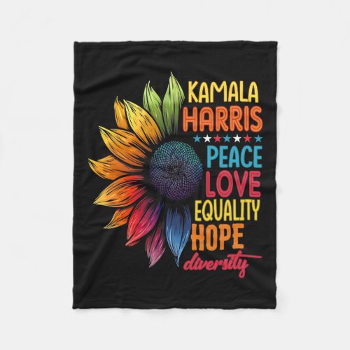 Kamala Harris Peace Love Equality Hope Diversity  Fleece Blanket