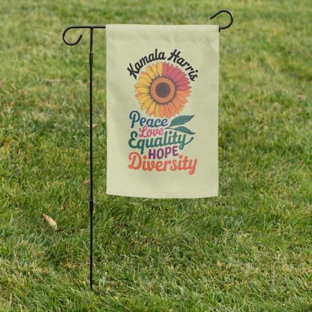 Kamala Harris Peace Love Equality Hope Diversity Garden Flag (In SItu)
