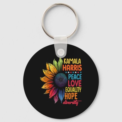 Kamala Harris Peace Love Equality Hope Diversity  Keychain