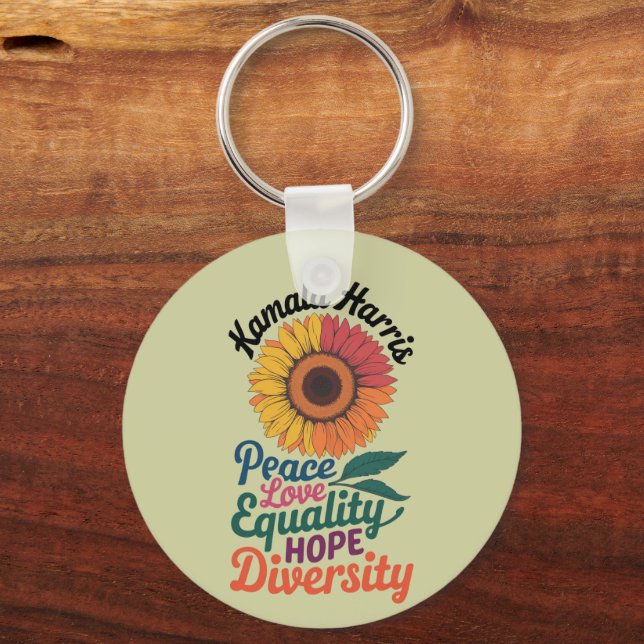 Kamala Harris Peace Love Equality Hope Diversity Keychain (Front)