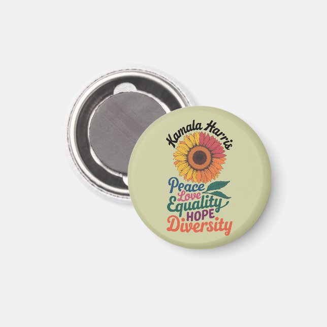 Kamala Harris Peace Love Equality Hope Diversity Magnet (Front/Back)