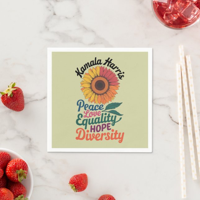 Kamala Harris Peace Love Equality Hope Diversity Napkins (Insitu)