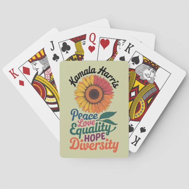 Kamala Harris Peace Love Equality Hope Diversity Poker Cards (Back)