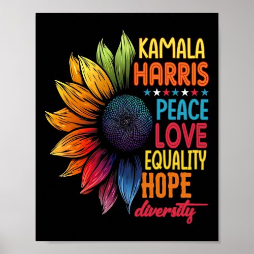 Kamala Harris Peace Love Equality Hope Diversity  Poster