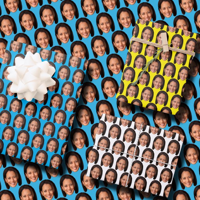 Kamala Harris Photo Face Kamala Harris Face Wrapping Paper Sheets (Creator Uploaded)