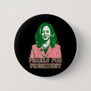 Kamala Harris Pink & Green Presidential Run Fo Button