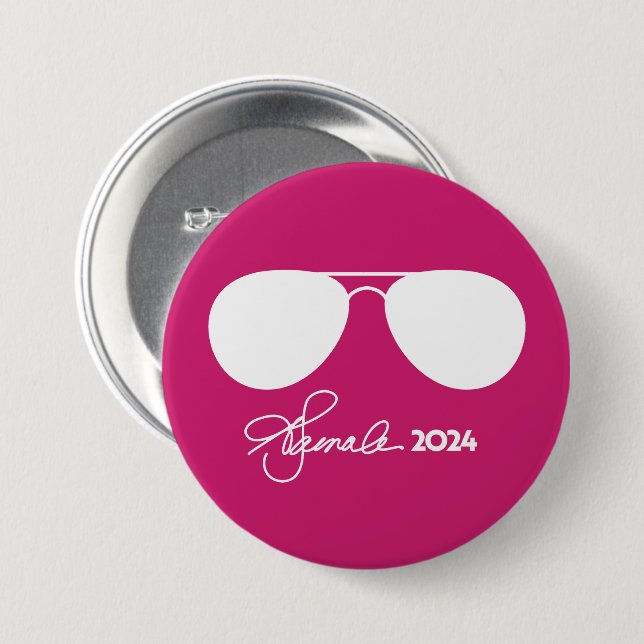 Kamala Harris Pink Aviators Button (Front & Back)