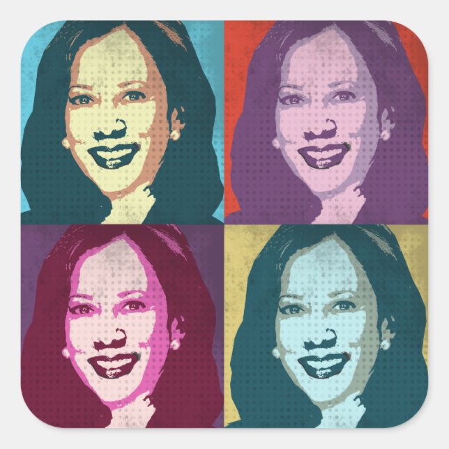 Kamala Harris Pop Art Square Sticker (Front)