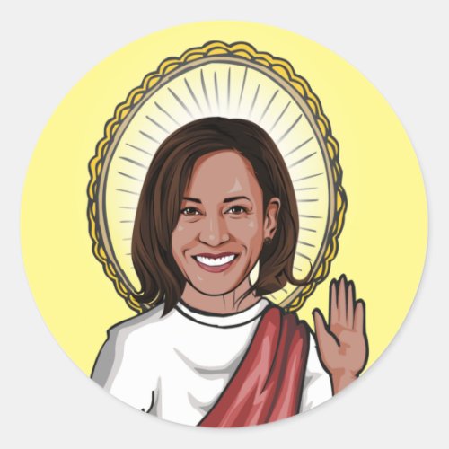 Kamala Harris Prayer and Peace Portrait Classic Round Sticker