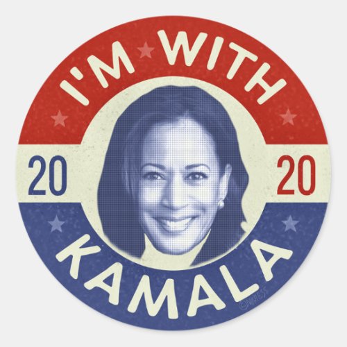 Kamala Harris President 2020 Democrat Photo Retro Classic Round Sticker