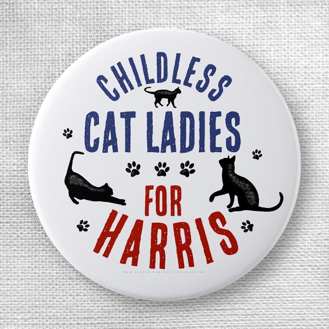 Kamala Harris President 2024 Childless Cat Ladies Button (Creator Uploaded)
