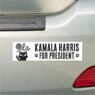 Kamala Harris President 2024 Comma La Cat and Yarn Car Magnet
