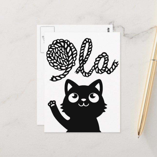 Kamala Harris President 2024 Comma La Cat and Yarn Postcard (Front/Back In Situ)