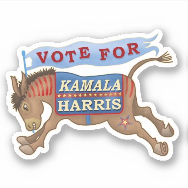 Kamala Harris President 2024 Democrat Donkey Sticker (Front)