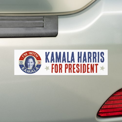 Kamala Harris President 2024 Democrat Photo Retro Bumper Sticker