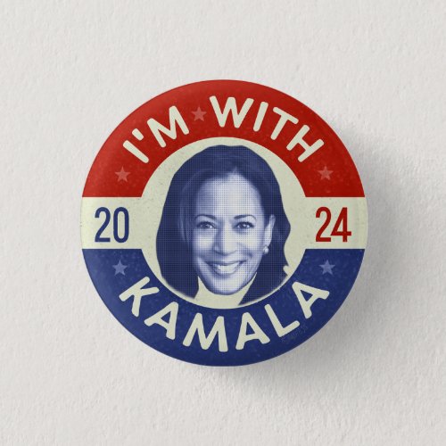 Kamala Harris President 2024 Democrat Photo Retro Button