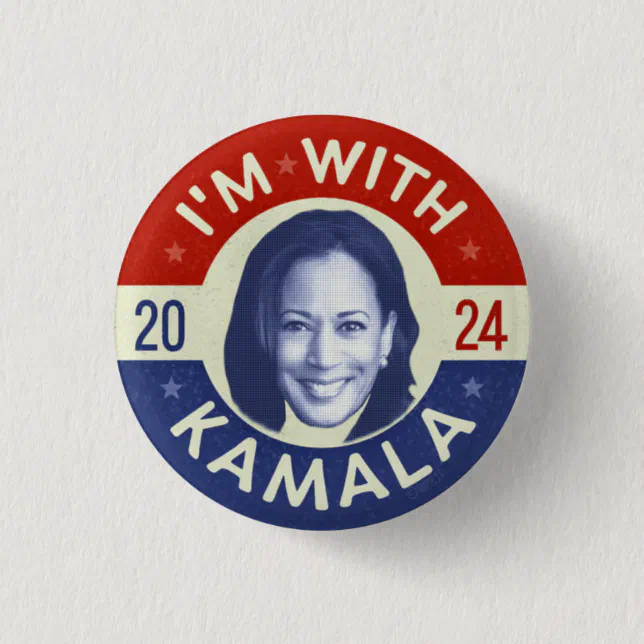 Kamala Harris President 2024 Democrat Photo Retro Button | Zazzle