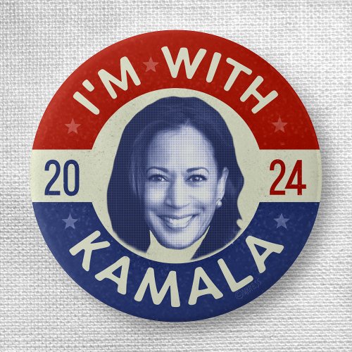 Kamala Harris President 2024 Democrat Photo Retro Button