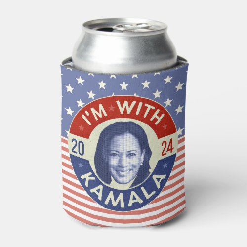 Kamala Harris President 2024 Democrat Photo Retro Can Cooler