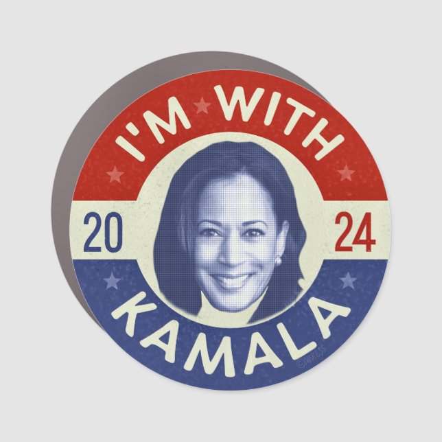 Kamala Harris President 2024 Democrat Photo Retro Car Magnet (Front)