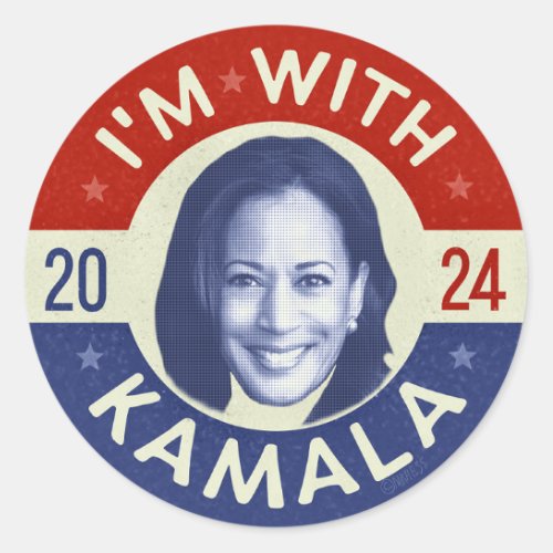 Kamala Harris President 2024 Democrat Photo Retro Classic Round Sticker