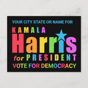 Kamala Harris Pride 2024 Democracy Watch Party Postcard