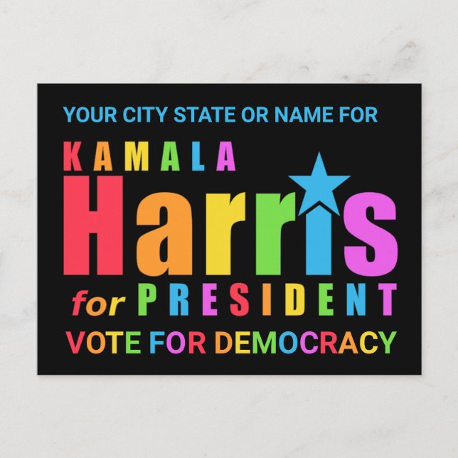 Kamala Harris Pride 2024 Democracy Watch Party Postcard (Front)