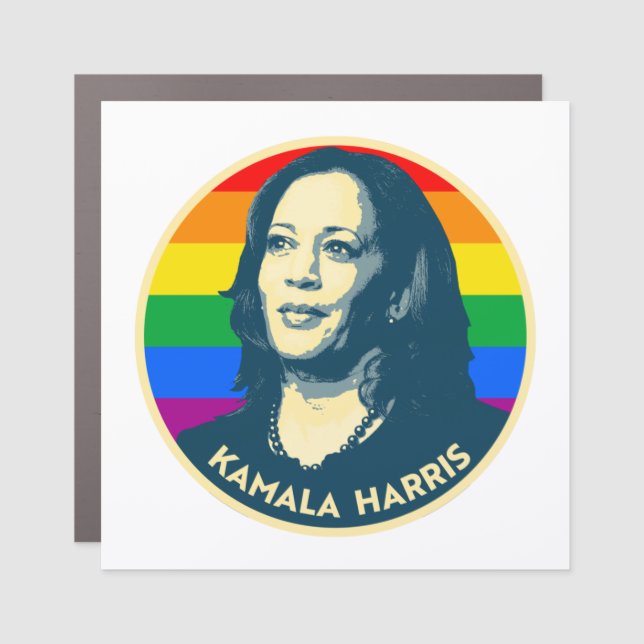 KAMALA HARRIS PRIDE BADGE CAR MAGNET (Front)