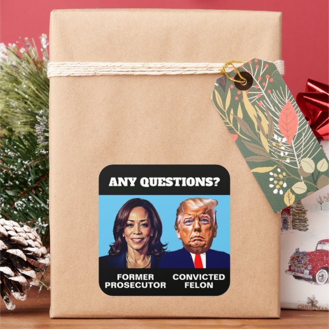 Kamala Harris Prosecutor Trump Felon Square Sticker (Holiday)
