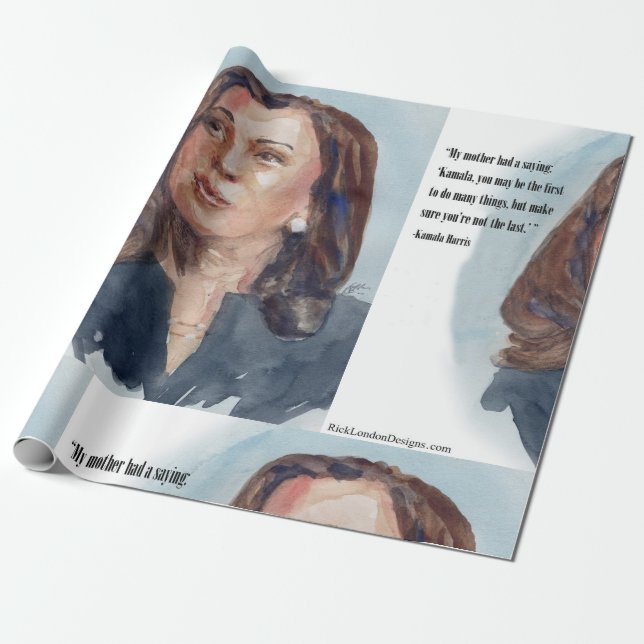 Kamala Harris & Quote Wrapping Paper (Unrolled)