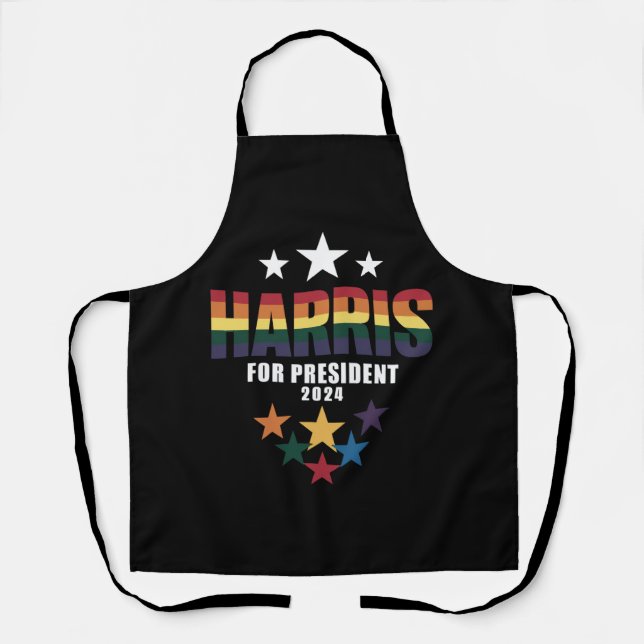 Kamala Harris Rainbow Gay Pride LGBT Election 2024 Apron (Front)