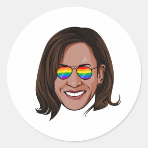 Kamala Harris Rainbow Sunglasses Classic Round Sticker