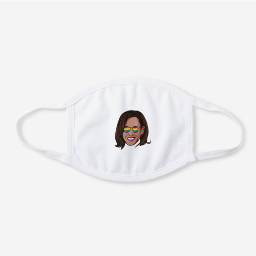 Kamala Harris Rainbow Sunglasses White Cotton Face Mask