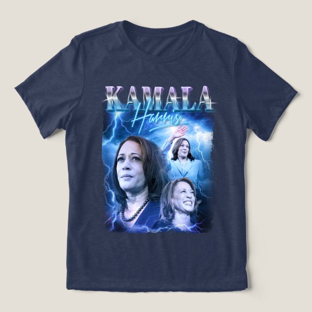 Kamala Harris Retro 90s Style Tri-Blend Shirt (Design Front)