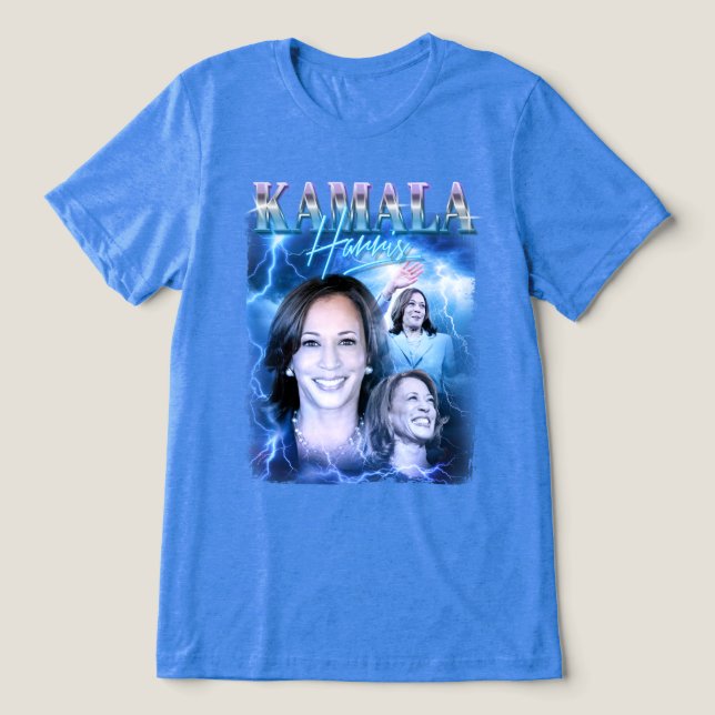 Kamala Harris Retro 90s Style Tri-Blend Shirt (Design Front)