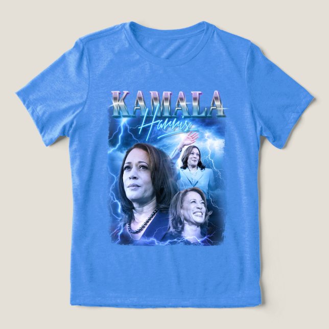 Kamala Harris Retro 90s Style Tri-Blend Shirt (Design Front)
