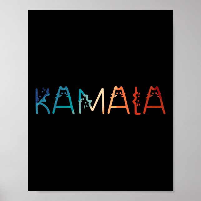 Kamala-harris Retro Cat Lettering Positive Funny  Poster (Front)