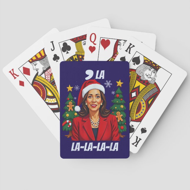Kamala Harris Santa Hat Christmas Gift Poker Cards (Back)