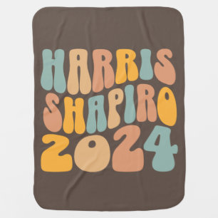 Kamala Harris Shapiro Wavy Text Retro Trendy Baby Blanket