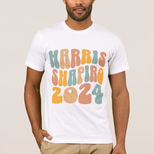 Kamala Harris Shapiro Wavy Text Retro Trendy T_Shirt