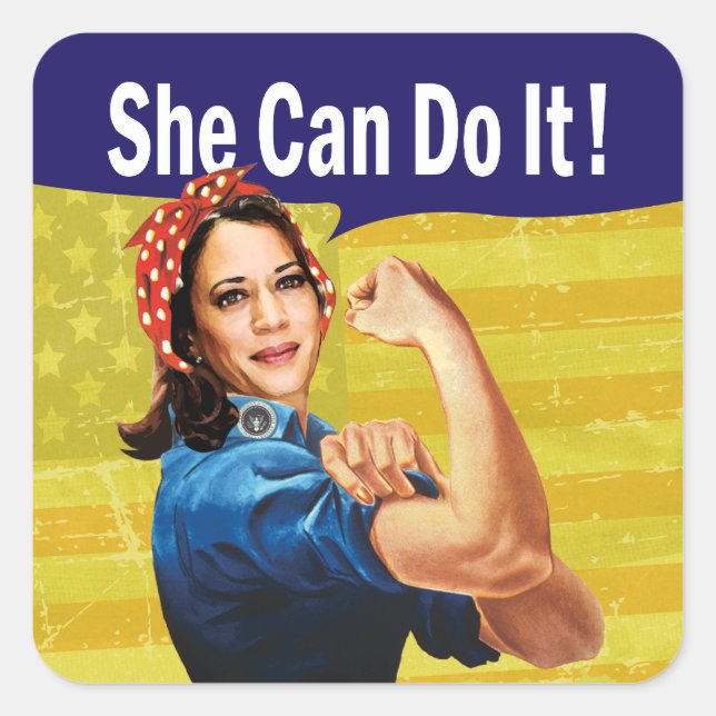 Kamala Harris She Can Do It! Square Sticker (Front)