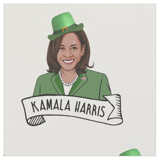 Kamala Harris St. Patrick's Day Fabric